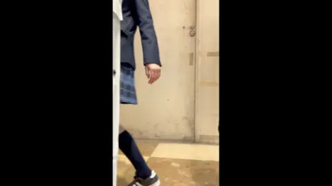 Slim Caucasian Girl in Plaid Skirts