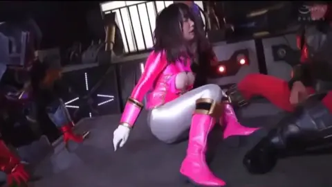 Asian Girl Restrained by Muscular Men in Futuristic Setting