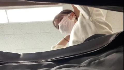 Asian Girl Getting Dressed in Bathroom POV