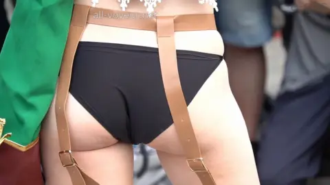 Blonde Cosplay in Pink Bikini