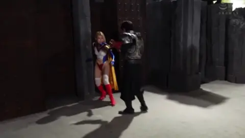 Asian Blonde in Superhero Costume