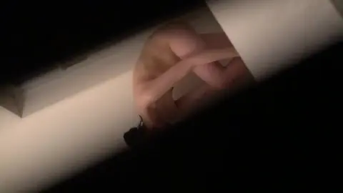 Bathroom Voyeur POV with Brunette