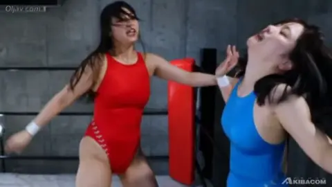 Asian Women Wrestling in Swimsuits