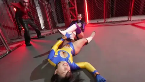 Asian Women in Bodysuits Engage in Wrestling and Bondage