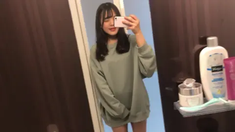 Asian Teen in Lingerie Takes Selfie