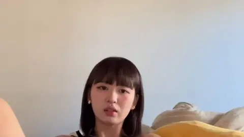 Asian Teen in Black Bikini Solo Masturbation