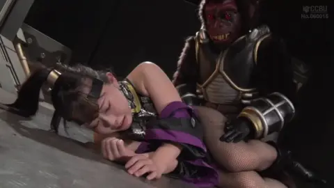 Asian Cosplayer Restrained by Monster