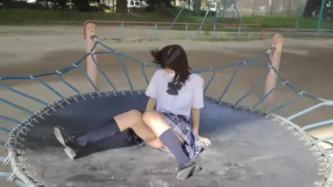 Trampoline Play with Exposed Stomach