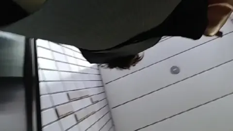 Asian Schoolgirl in Subway Station