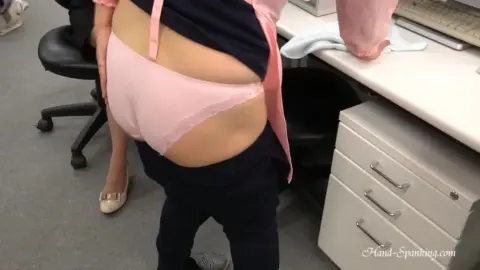 Asian Office Girls in Pink Apron