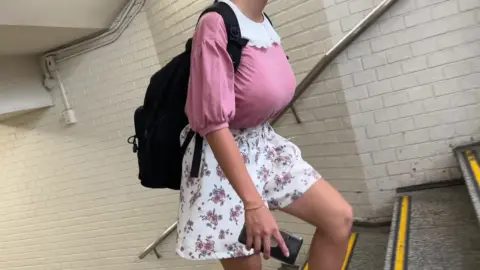 Asian Girl in Floral Skirt Outdoor