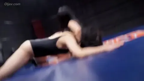 Lesbian Wrestling Fight in Black Swimsuits