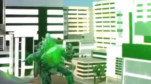 Asian Men in Costume Fight Outdoors