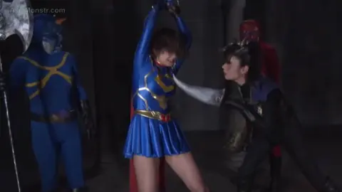 Asian Couple in Blue and Red Costumes