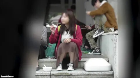 Asian Girls Masturbating on Stairs