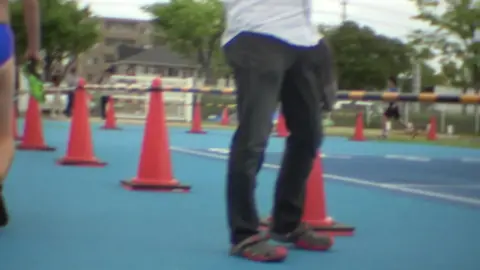 Asian Girls in Blue Sports Uniforms Outdoor