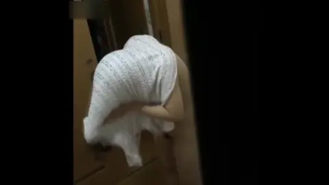 Blonde and Brunette Bathroom Tease