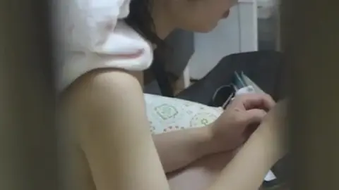 Asian Teen Caught Semi-Nude in Bathroom