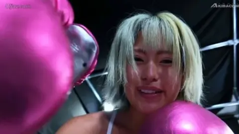 Blonde Asian Lesbians in Boxing Attire