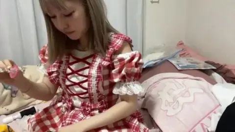 Blonde Asian Teen with Tattoo Plays with Sex Toys