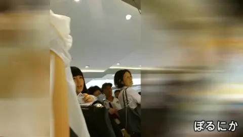 Asian Schoolgirls Expose Themselves on Train