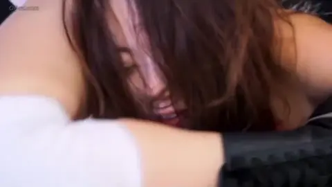 Asian Girls in Bikinis Wrestling on Bed