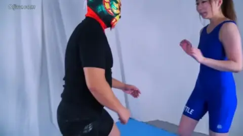 Asian Couple Wrestling in Lingerie