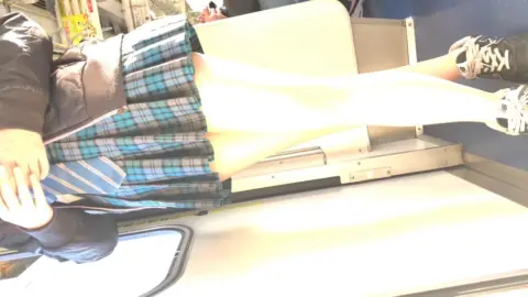 Asian Teen Schoolgirl Exposed on Public Transport