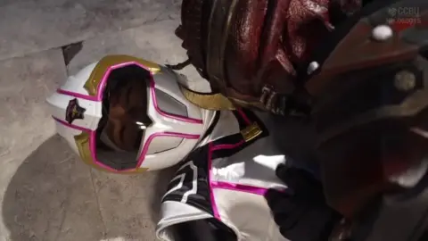 Asian Cosplay Trio in Abandoned Building