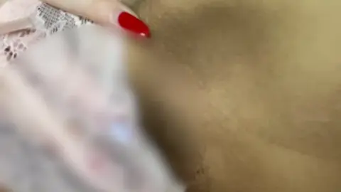 Slim Brunette in Pink Lace Lingerie