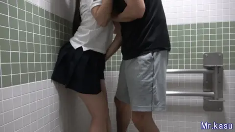 Asian Couple Intimate Bathroom Encounter