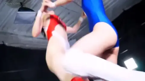 Asian Lesbians Wrestling in Boxing Ring