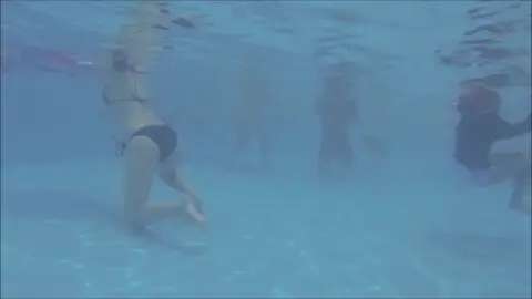 Slim Babes Play in Pool