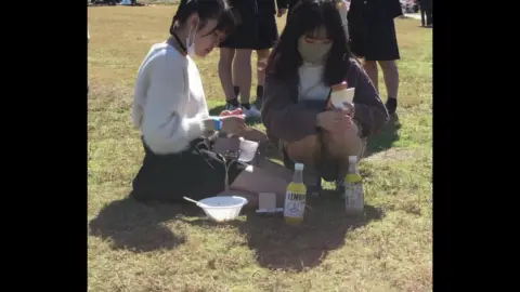 Asian Teens Outdoor Picnic Encounter
