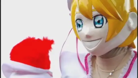 Blonde Asian in Pink Dress and Gloves