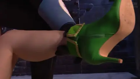 Asian Teen in Green Dress Fucks Red Object