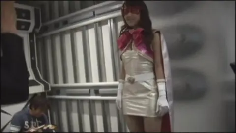 Asian Girl in Red Mask and White Costume