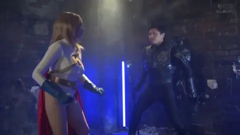 Cosplay Superhero Erotica in Industrial Setting