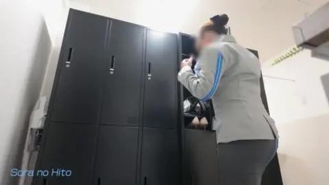 Asian Teen Changes in Locker Room