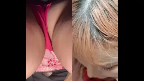 Blonde Asian Teen Undresses in Pink Lingerie