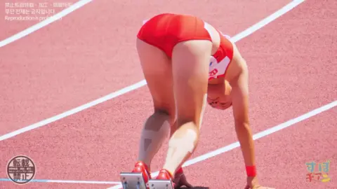 Asian Athletes in Action on the Track