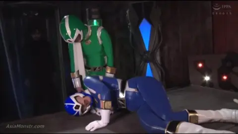 Lesbian Encounter with Green and Blue Costumed Performers