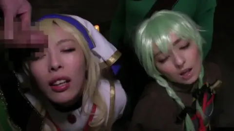 Asian Cosplay Lesbians in Dimly Lit Dark Room