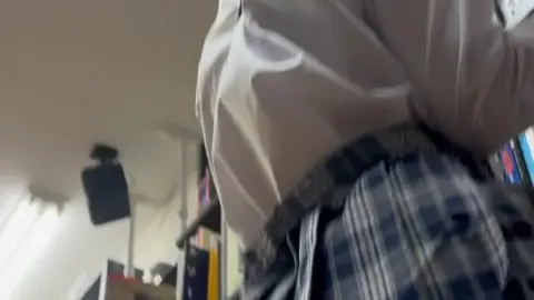 Blonde Asian Girl Masturbates in Store