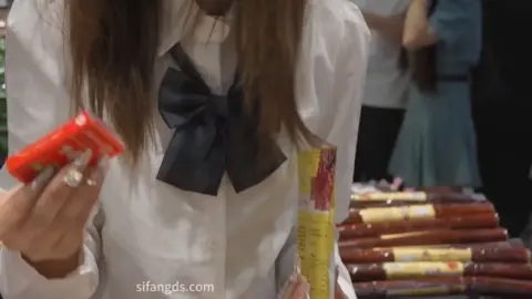 Asian Blonde in Store Seduction