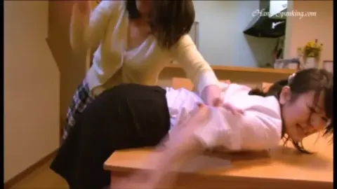 Asian Girls Spanking in Office and Kitchen