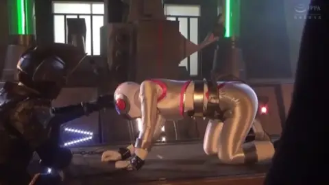 Futuristic Cosplay Scene with Neon Lights