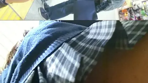 Asian Teen in Crowded Public Area