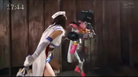 Asian Cosplay Fight Scene with Robot Costumes