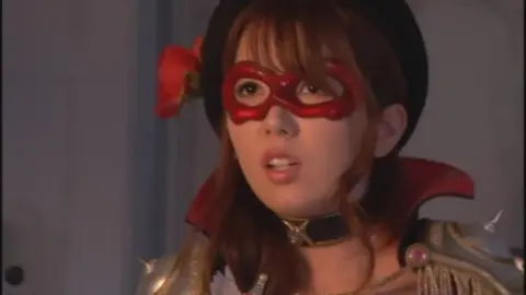 Asian Girl in Red Mask and Lingerie